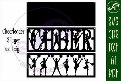 Cheer 3 layered wall art sign, SVG file. vector SVG APInspireddesigns 