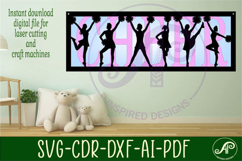 Cheer 3 layered wall art sign, SVG file. vector SVG APInspireddesigns 