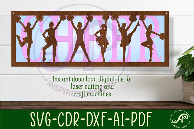 Cheer 3 layered wall art sign, SVG file. vector SVG APInspireddesigns 