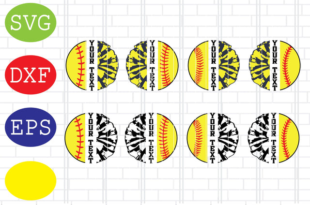 Cheer Baseball Balls Svg, Softball Silhouette, Softball File, Baseball Cut File, Sport Svg, Jpg, Eps, Dxf Files SVG DigitalSvgFiles 