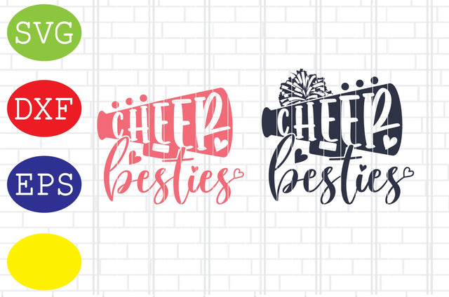 Cheer Besties svg, Cheerleader Svg, Cheerleading Vector, Cheer Pom Poms Cut Files, Sport Svg, Jpg, Eps, Dxf Files SVG DigitalSvgFiles 