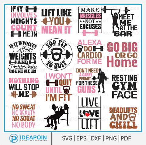 Cheer Bundle, Workout SVG Bundle, Fitness SVG bundle, Gym svg, Cheer Team Bundle, Workout Bundle SVG, Gym Quotes, Workout Shirt svg SVG Dinvect 