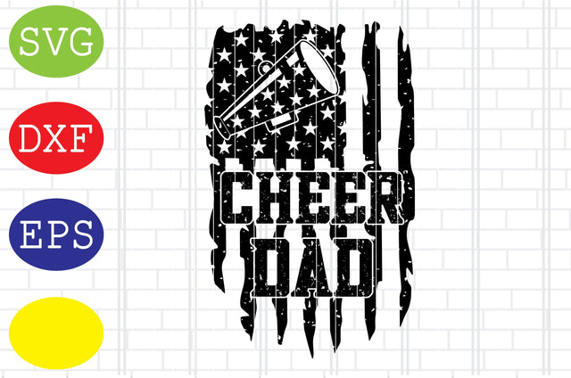 Cheer Dad American Flag Svg, Cheerleader Svg, Cheerleading Vector, Cheer Pom Poms Cut Files, Sport Svg, Jpg, Eps, Dxf Files SVG DigitalSvgFiles 