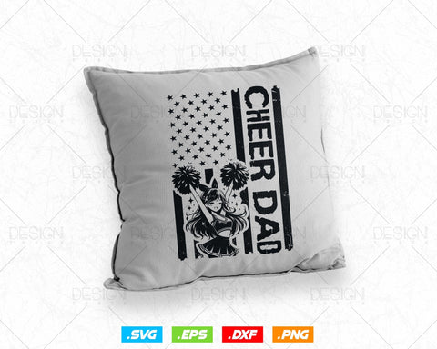 Cheer Dad Cheerleader USA Flag Fathers Day Svg, American 4th of July Patriotic Celebrate Cheerleading T shirt Design Png Vintage Gift SVG DesignDestine 