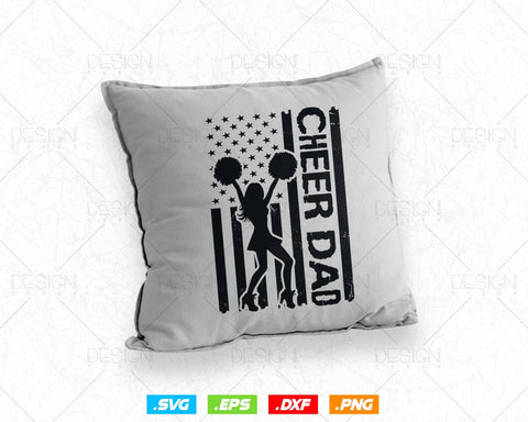 Cheer Dad Cheerleader USA Flag Fathers Day Svg, American 4th of July Patriotic Celebrate Cheerleading T shirt Design Png Vintage Gift SVG DesignDestine 