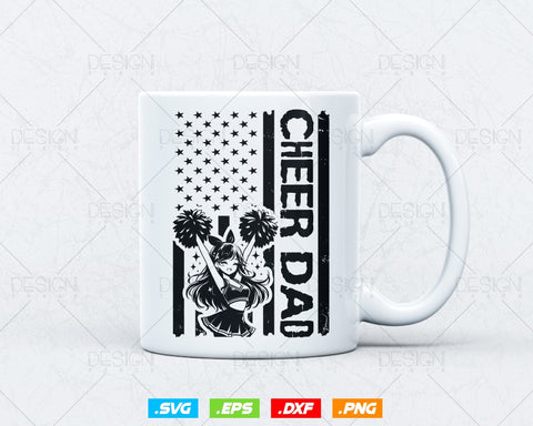 Cheer Dad Cheerleader USA Flag Fathers Day Svg, American 4th of July Patriotic Celebrate Cheerleading T shirt Design Png Vintage Gift SVG DesignDestine 