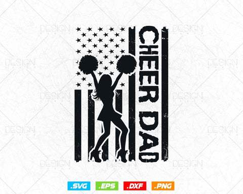 Cheer Dad Cheerleader USA Flag Fathers Day Svg, American 4th of July Patriotic Celebrate Cheerleading T shirt Design Png Vintage Gift SVG DesignDestine 