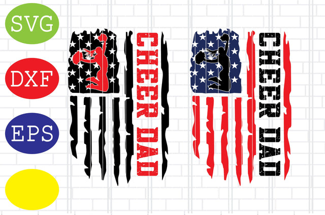 Cheer Dad US Flag Svg, Cheerleader Svg, Cheerleading Vector, Cheer Pom Poms Cut Files, Sport Svg, Jpg, Eps, Dxf Files SVG DigitalSvgFiles 