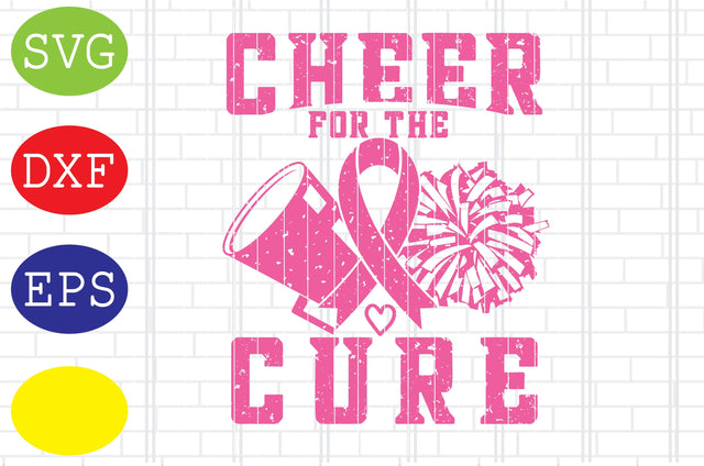 Cheer for the Cure Svg, Cheerleader Svg, Cheerleading Vector, Cheer Pom Poms Cut Files, Sport Svg, Jpg, Eps, Dxf Files SVG DigitalSvgFiles 
