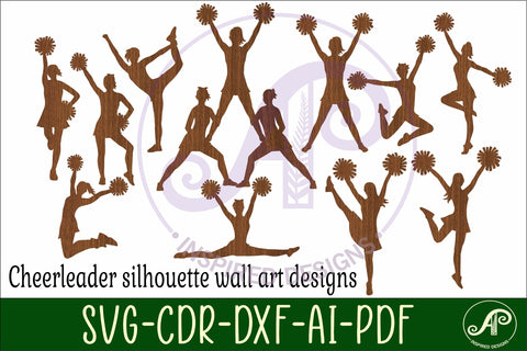 Cheer leading Silhouette laser cut wall art SVG APInspireddesigns 