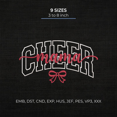 Cheer Mama Embroidery Design – Cheerleading Mom Bow Varsity Machine Embroidery File Embroidery/Applique DESIGNS PatternFeed8 