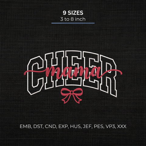 Cheer Mama Embroidery Design – Cheerleading Mom Bow Varsity Machine Embroidery File Embroidery/Applique DESIGNS PatternFeed8 