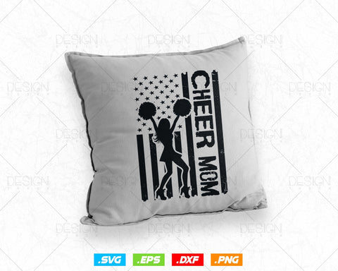 Cheer Mom Cheerleader USA Flag Mothers Day Svg, American 4th of July Patriotic Celebrate Cheerleading T shirt Design Png Vintage Gift SVG DesignDestine 