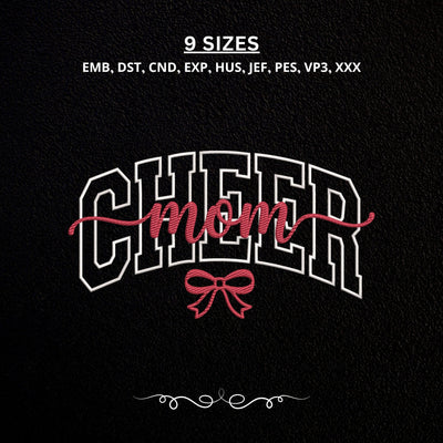 Cheer Mom Embroidery Design – Varsity Cheerleading Mom Pink Bow Machine Embroidery File Embroidery/Applique DESIGNS PatternFeed8 