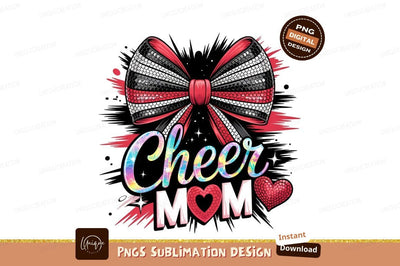 Cheer Mom Graphic Red And Black Bow Sublimation Designangry 