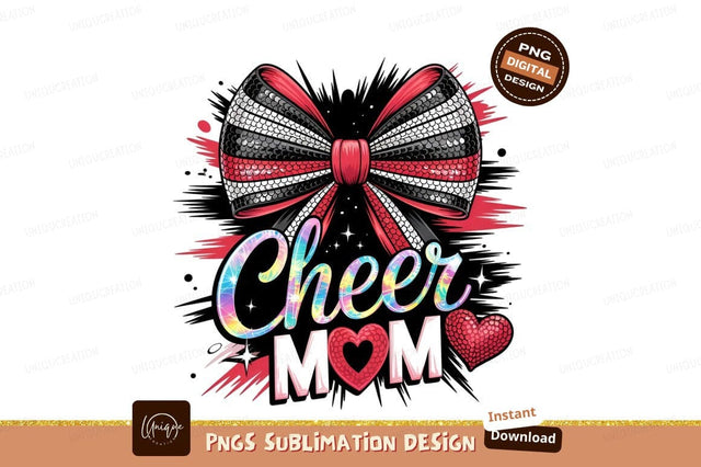 Cheer Mom Graphic Red And Black Bow Sublimation Designangry 