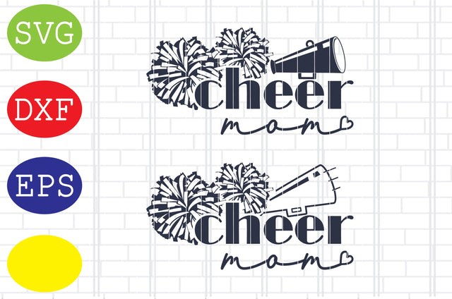 Cheer Mom Svg, Cheerleader Svg, Cheerleading Vector, Cheer Pom Poms Cut Files, Sport Svg, Jpg, Eps, Dxf Files SVG DigitalSvgFiles 