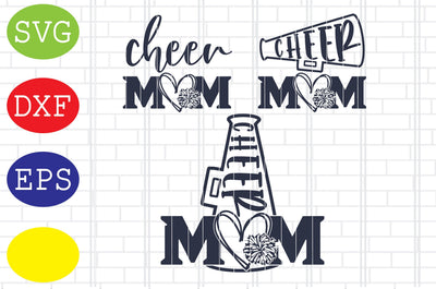 Cheer Mom Svg, Cheerleader Svg, Cheerleading Vector, Cheer Pom Poms Cut Files, Sport Svg, Jpg, Eps, Dxf Files SVG DigitalSvgFiles 