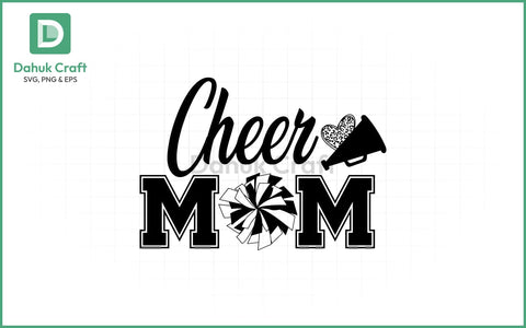 Cheer Mom SVG – Pom & Megaphone Cheer Mom SVG PNG & EPS V2 SVG dahukdesign 