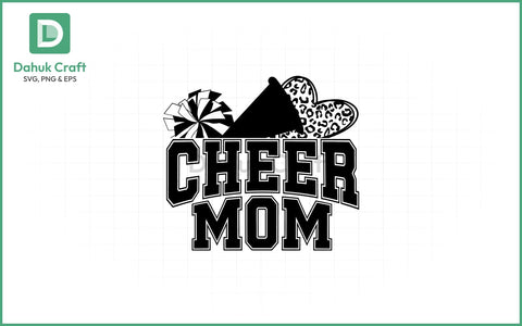 Cheer Mom SVG – Pom & Megaphone Cheer Mom SVG PNG & EPS V3 SVG dahukdesign 