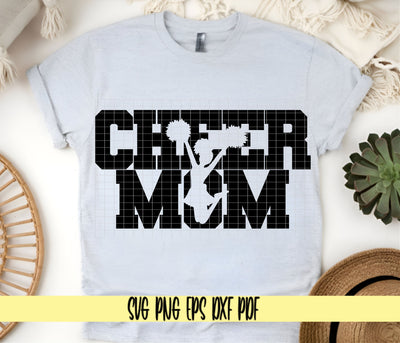 Cheer Mom Varsity Design - Cheerleader Spirit Shirt - Digital Cut File for Cricut - SVG PNG PDF DXF EPS SVG DigitalDesigns365 