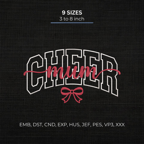 Cheer Mum Embroidery Design – Cheerleading Mom Bow Machine Embroidery File, Cheer Mama Sports Design Embroidery/Applique DESIGNS PatternFeed8 
