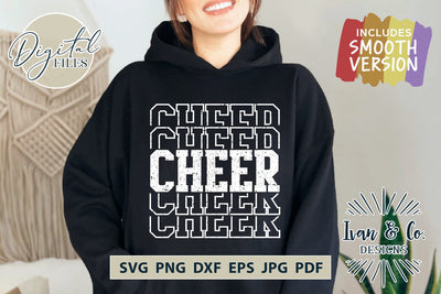 Cheer SVG Files, Stacked Cheer Svg, Cheerleading Svg, Cheerleader Girl Svg, Cheer Mom Svg, Cricut Svg, Silhouette Designs, Digital Cut Files, DXF PNG JPG (1704298728) SVG Ivan & Co. Designs 