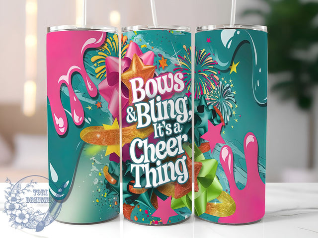 Cheer Tumbler Design, Bows & Bling Tumbler, It's a Cheer Thing, 20oz Tumbler Wrap, Sublimation Design, Cheerleading Gift, Cheer Mom Tumbler, Cheer Squad Tumbler Sublimation ToriDesigns 