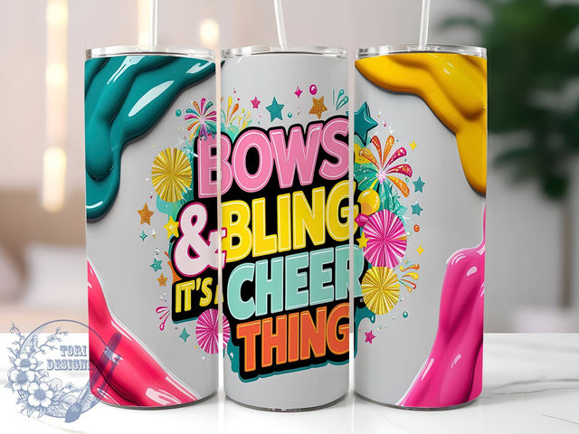 Cheer Tumbler Design, Bows & Bling Tumbler, It's a Cheer Thing, 20oz Tumbler Wrap, Sublimation Design, Cheerleading Gift, Cheer Mom Tumbler, Cheer Squad Tumbler Sublimation ToriDesigns 