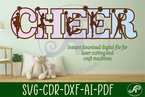 Cheer word wall art sign, SVG file. vector SVG APInspireddesigns 