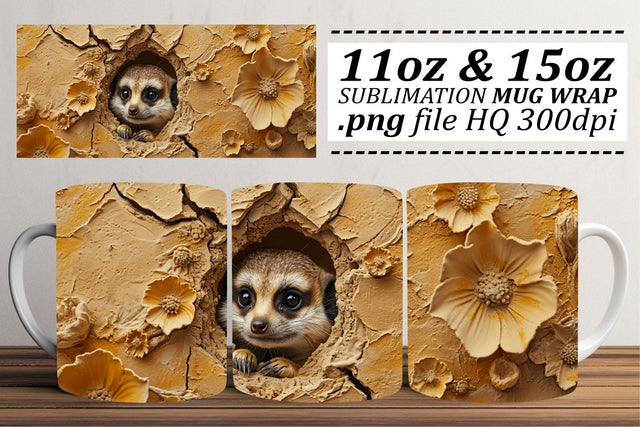 Cheerful 3D Wildlife Hole-in-Wall Mugs 11oz 15oz Sublimation afrosvg 