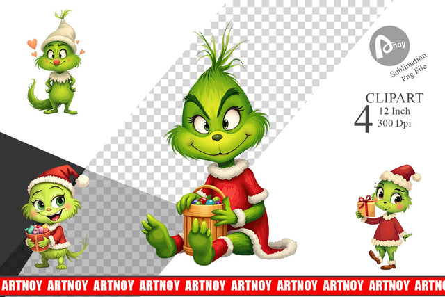 Cheerful Baby Grinch Clipart Sublimation artnoy 