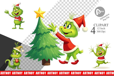 Cheerful Baby Grinch Clipart Sublimation artnoy 