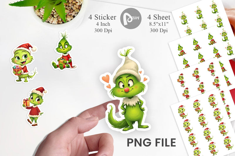 Cheerful Baby Grinch Sticker Sublimation artnoy 