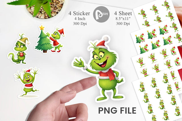 Cheerful Baby Grinch Sticker Sublimation artnoy 
