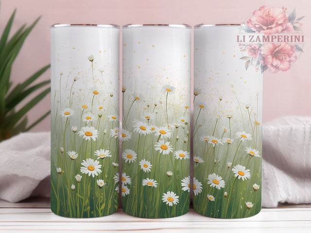 Cheerful Boho Daisy Tumbler, Boho Floral, Flower Field, Sublimation Art, 20oz Tumbler, Cute Wrap, Romantic Theme Sublimation Li Zamperini 