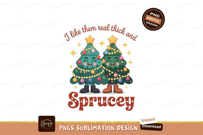Cheerful Christmas Trees With Lights festive holiday Sublimation Designangry 