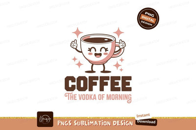 Cheerful coffee cup with stars and text beverage drink Sublimation Designangry 
