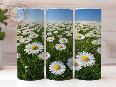 Cheerful Daisy Field Tumbler, Cheerful Floral Pattern, Bright Blossom Design, 20Oz Sublimation Wrap, Playful Daisy Art, Sunny Floral Texture, Tumbler Sublimation Sublimation Lara' s Designs 