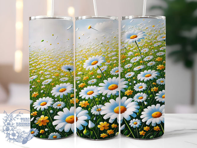 Cheerful Daisy Spring 20oz Tumbler, Daisy Tumbler, Spring Flower Cup, 20oz Sublimation, Cheerful Floral Design, Flower Field Wrap, Bright Drinkware, Custom Daisy Tumbler Sublimation ToriDesigns 
