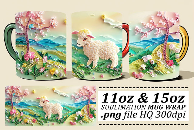 Cheerful Easter Bunny Basket Mug Wrap Sublimation, 11oz 15oz, 3D Easter Design, Spring Celebration Sublimation afrosvg 