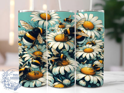 Cheerful Floral Bumble Bee Tumbler, Spring Bee Tumbler, Cute Bee Wrap, Floral Bee Wrap, Cheerful Bee Wrap, Sublimation Design, Trendy Gift Idea Sublimation ToriDesigns 