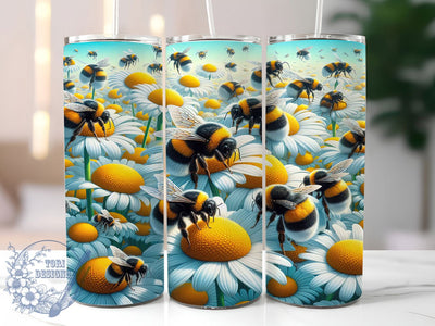 Cheerful Floral Bumble Bee Tumbler, Spring Bee Tumbler, Cute Bee Wrap, Floral Bee Wrap, Cheerful Bee Wrap, Sublimation Design, Trendy Gift Idea Sublimation ToriDesigns 