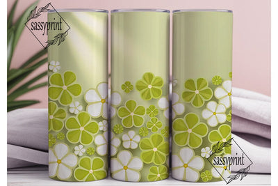 Cheerful Floral Green 20oz Tumbler Wrap Sublimation sassyprint 