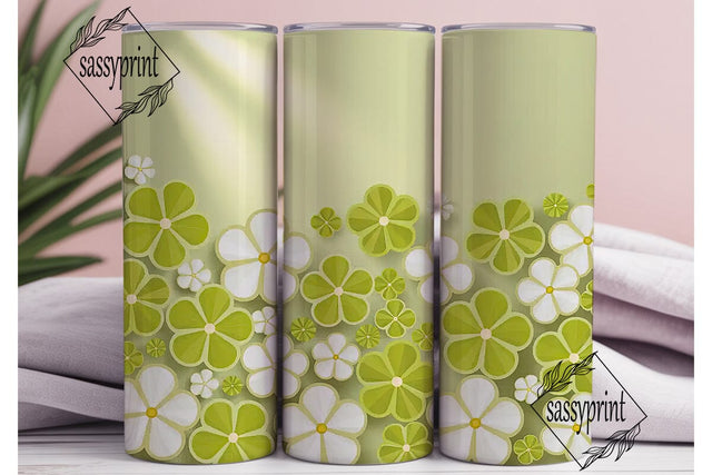 Cheerful Floral Green 20oz Tumbler Wrap Sublimation sassyprint 