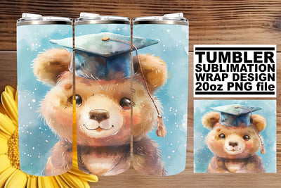 Cheerful Grad Cap Animal Tumbler - 20oz Sublimation Design Sublimation afrosvg 