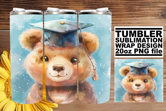 Cheerful Grad Cap Animal Tumbler - 20oz Sublimation Design Sublimation afrosvg 