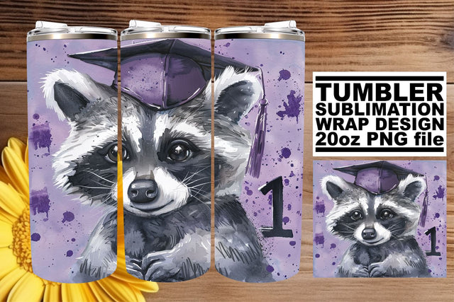 Cheerful Graduation Animal Cap Tumbler - 20oz Sublimation Design Sublimation afrosvg 