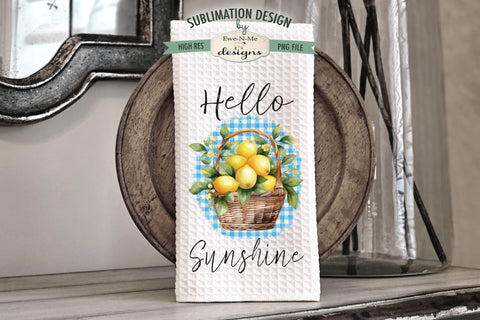 Cheerful Lemon Sublimation Kitchen Towel Designs Sublimation Ewe-N-Me Designs 