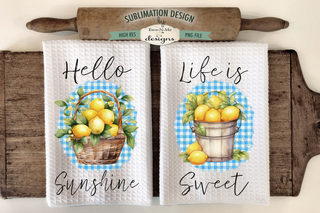 Cheerful Lemon Sublimation Kitchen Towel Designs Sublimation Ewe-N-Me Designs 